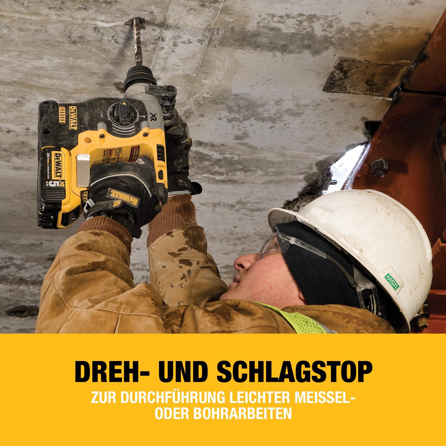 DEWALT SDS-plus XR Akku-Kombihammer/Schlagbohrmaschine (18V, bürstenlos, 24mm, ideal für Bohranker/Befestigungslöcher, Vibrationsreduzierung, ohne Akku & Ladegerät), DCH273NT
