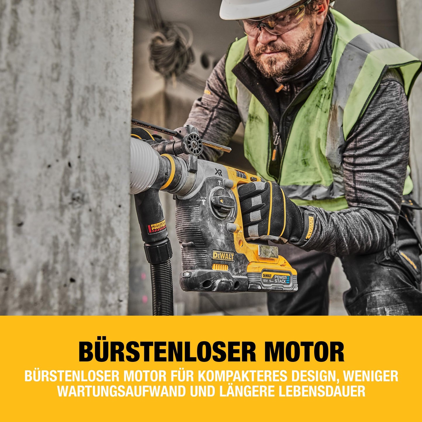 DEWALT SDS-plus XR Akku-Kombihammer/Schlagbohrmaschine (18V, bürstenlos, 24mm, ideal für Bohranker/Befestigungslöcher, Vibrationsreduzierung, ohne Akku & Ladegerät), DCH273NT