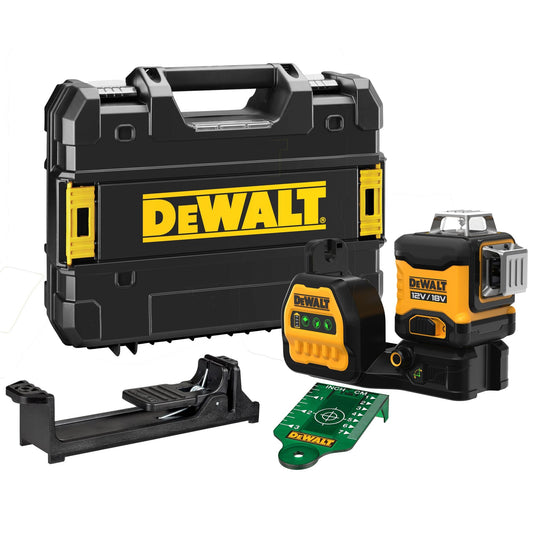 Dewalt 360° Akku-Multilinienlaser Grün DCE089NG18 (selbstnivellierend, Genauigkeit +/- 3mm auf 10m, kompatibel mit 12V & 18V XR Akkus, inkl. TSTAK Box, Wandhalterung, Lieferung ohne Akku & Ladegerät)