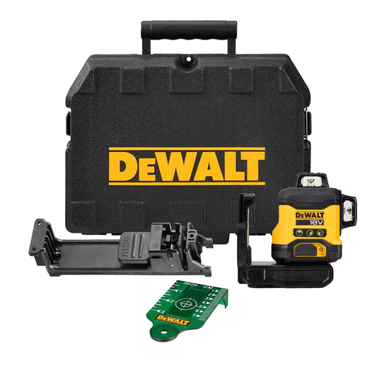 Dewalt 360° Akku-Multilinienlaser Grün DCLE34031N (selbstnivellierend, Genauigkeit +/- 0,3mm/m, kompatibel mit 18V XR Akkus, inkl. Koffer, Wandhalterung, Zieltafel, Lieferung ohne Akku & Ladegerät)