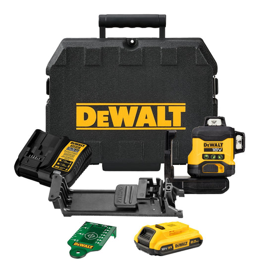 Dewalt 360° Akku-Multilinienlaser Grün DCLE34031D1 (selbstnivellierend, Genauigkeit +/- 0,3mm/m, kompatibel mit 18V XR Akkus, inkl. Akku & Ladegerät, Koffer, Wandhalterung, Zieltafel)